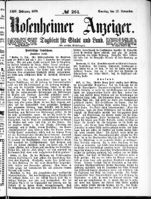Rosenheimer Anzeiger Sonntag 17. November 1878