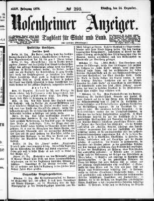 Rosenheimer Anzeiger Dienstag 24. Dezember 1878