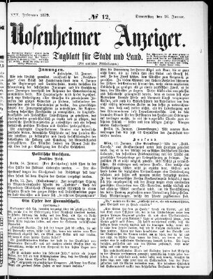 Rosenheimer Anzeiger Donnerstag 16. Januar 1879