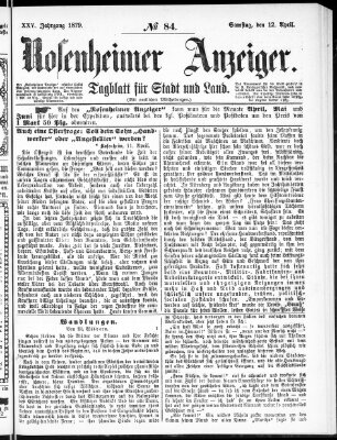 Rosenheimer Anzeiger Samstag 12. April 1879