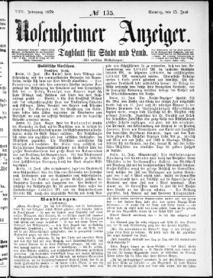 Rosenheimer Anzeiger Sonntag 15. Juni 1879