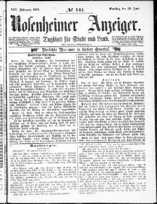 Rosenheimer Anzeiger Samstag 28. Juni 1879