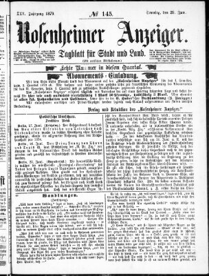 Rosenheimer Anzeiger Sonntag 29. Juni 1879