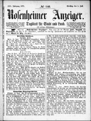 Rosenheimer Anzeiger Dienstag 1. Juli 1879