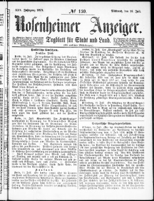 Rosenheimer Anzeiger Mittwoch 16. Juli 1879