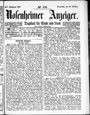 Rosenheimer Anzeiger Donnerstag 30. Oktober 1879