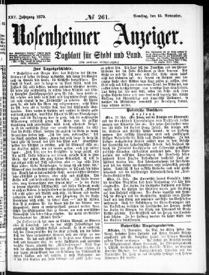 Rosenheimer Anzeiger Samstag 15. November 1879