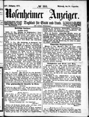 Rosenheimer Anzeiger Mittwoch 24. Dezember 1879