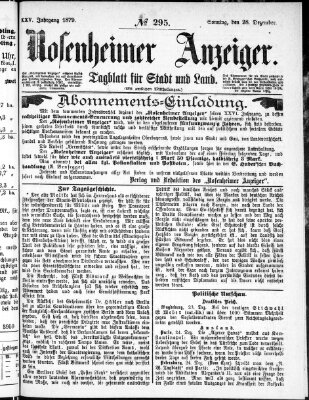 Rosenheimer Anzeiger Sonntag 28. Dezember 1879