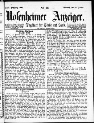Rosenheimer Anzeiger Mittwoch 21. Januar 1880