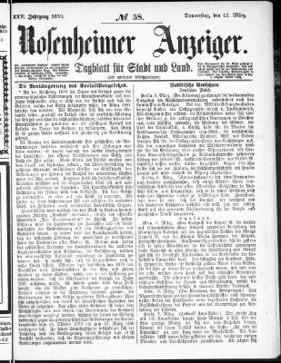 Rosenheimer Anzeiger Donnerstag 11. März 1880