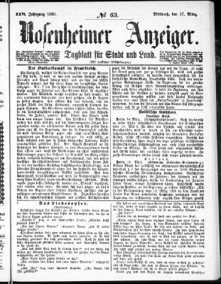 Rosenheimer Anzeiger Mittwoch 17. März 1880