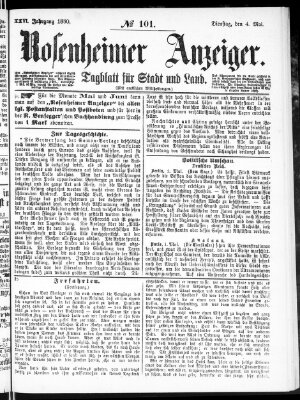 Rosenheimer Anzeiger Dienstag 4. Mai 1880