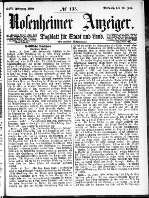 Rosenheimer Anzeiger Mittwoch 16. Juni 1880