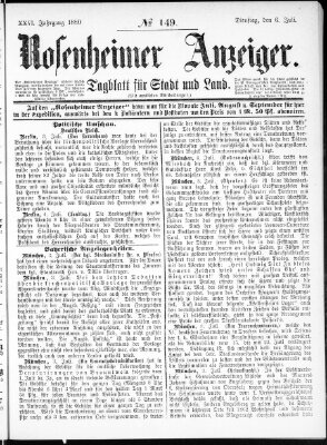 Rosenheimer Anzeiger Dienstag 6. Juli 1880