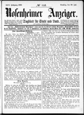 Rosenheimer Anzeiger Samstag 10. Juli 1880