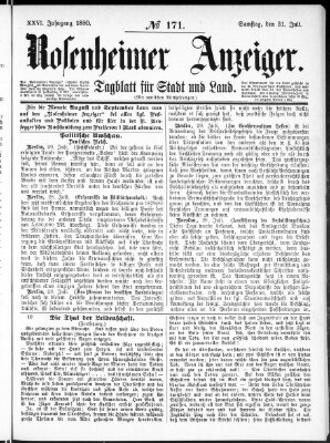 Rosenheimer Anzeiger Samstag 31. Juli 1880
