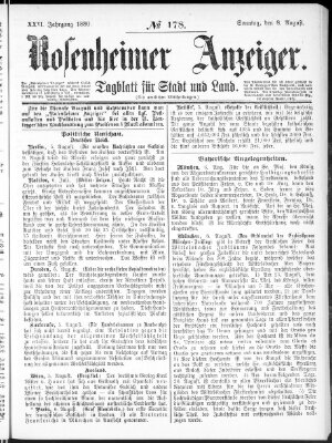 Rosenheimer Anzeiger Sonntag 8. August 1880