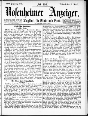 Rosenheimer Anzeiger Mittwoch 18. August 1880