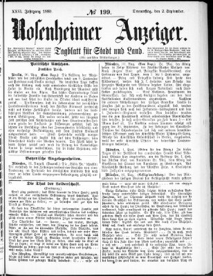 Rosenheimer Anzeiger Donnerstag 2. September 1880