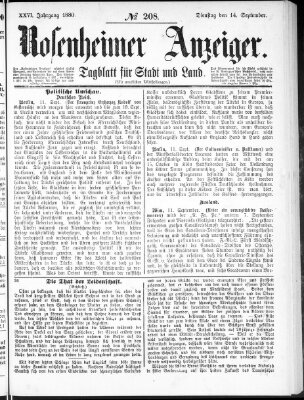 Rosenheimer Anzeiger Dienstag 14. September 1880