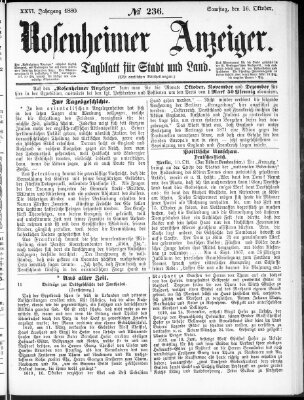 Rosenheimer Anzeiger Samstag 16. Oktober 1880