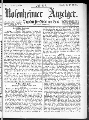 Rosenheimer Anzeiger Sonntag 17. Oktober 1880