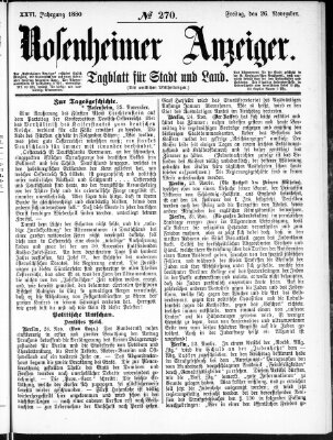Rosenheimer Anzeiger Freitag 26. November 1880