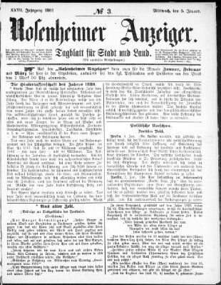 Rosenheimer Anzeiger Mittwoch 5. Januar 1881
