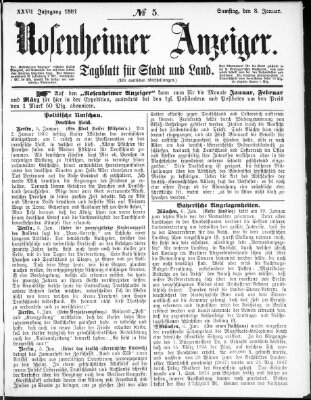 Rosenheimer Anzeiger Samstag 8. Januar 1881