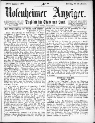 Rosenheimer Anzeiger Dienstag 11. Januar 1881