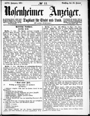 Rosenheimer Anzeiger Samstag 15. Januar 1881
