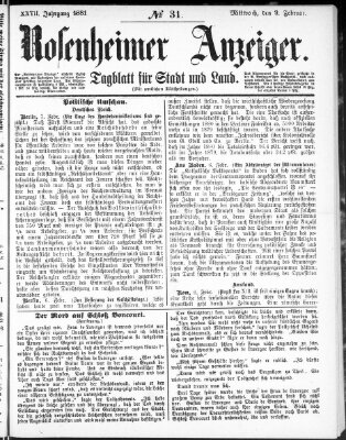 Rosenheimer Anzeiger Mittwoch 9. Februar 1881