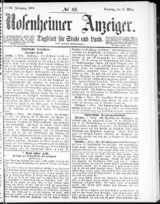 Rosenheimer Anzeiger Sonntag 6. März 1881