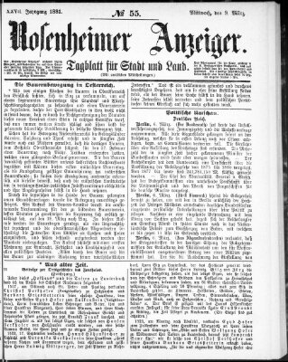 Rosenheimer Anzeiger Mittwoch 9. März 1881