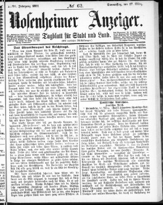 Rosenheimer Anzeiger Donnerstag 17. März 1881