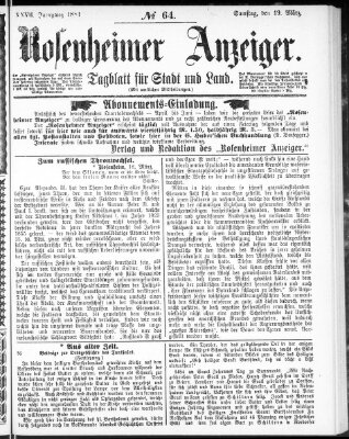 Rosenheimer Anzeiger Samstag 19. März 1881