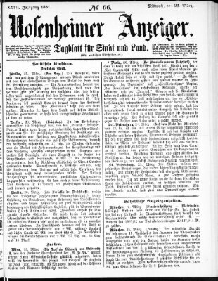 Rosenheimer Anzeiger Mittwoch 23. März 1881