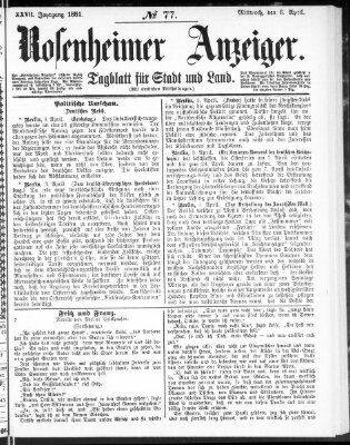 Rosenheimer Anzeiger Mittwoch 6. April 1881