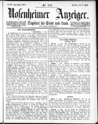 Rosenheimer Anzeiger Freitag 8. Juli 1881