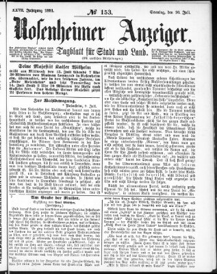 Rosenheimer Anzeiger Sonntag 10. Juli 1881