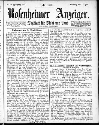 Rosenheimer Anzeiger Sonntag 17. Juli 1881