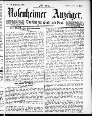 Rosenheimer Anzeiger Dienstag 19. Juli 1881