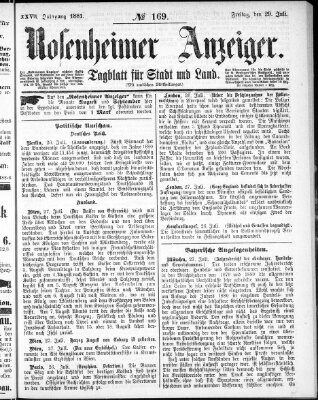 Rosenheimer Anzeiger Freitag 29. Juli 1881