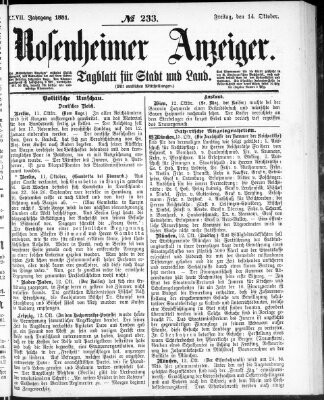 Rosenheimer Anzeiger Freitag 14. Oktober 1881