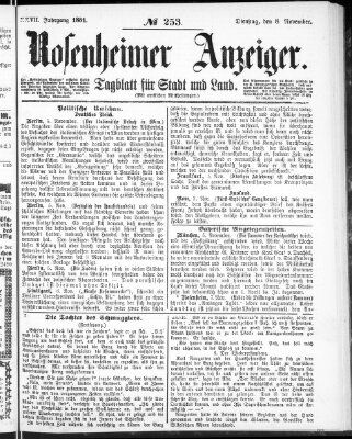 Rosenheimer Anzeiger Dienstag 8. November 1881