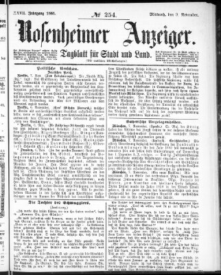 Rosenheimer Anzeiger Mittwoch 9. November 1881
