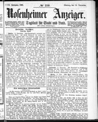 Rosenheimer Anzeiger Dienstag 15. November 1881
