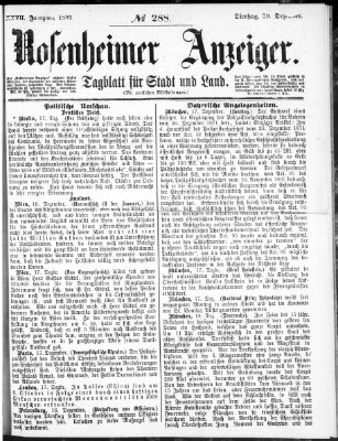Rosenheimer Anzeiger Dienstag 20. Dezember 1881