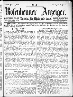 Rosenheimer Anzeiger Sonntag 8. Januar 1882